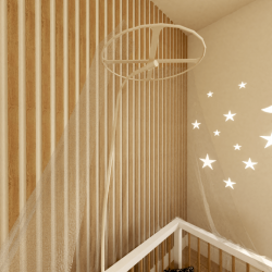 Moustiquaire Ciel de lit bébé TRANQUILISAFE® et son support universel